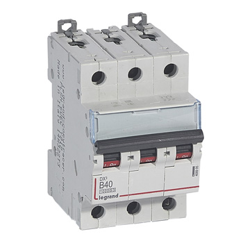 Автоматический выключатель DX³ 10000 - 16 кА - тип характеристики B - 3П - 400 В~ - 40 А - 3 модуля Автоматический выключатель DX³ 10000 - 16 кА - тип характеристики B - 3П - 400 В~ - 40 А - 3 модуля