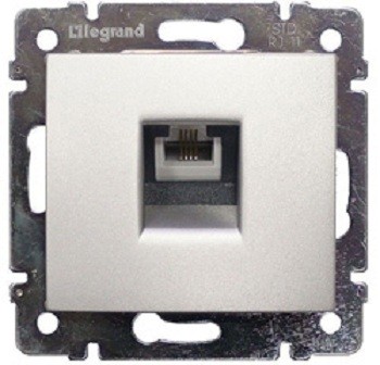 Розетка телефонная Legrand Valena RJ11 4 контакта 1 коннектор (алюминий)   770138 Розетка телефонная Legrand Valena RJ11 4 контакта 1 коннектор (алюминий)   770138