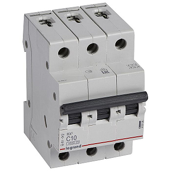 Автоматический выключатель трехполюсный RX3  4,5кА 10А 3П C Автоматический выключатель трехполюсный RX3  4,5кА 10А 3П C