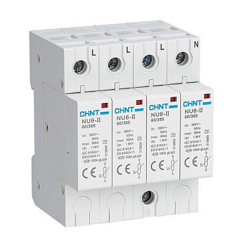 Ограничитель имп. перенапр. NU6-Ⅱ 4Р In=25kA Uc=460B Im=60kA (R)(CHINT)