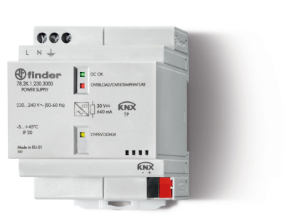 Импульсный источник питания KNX; вход 110...240В AC; Выход 29B DC 640мА, KNX Bus
