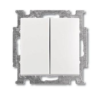 Выключатель с клавишей, 2-клавишный выключатель, альпийский белы й