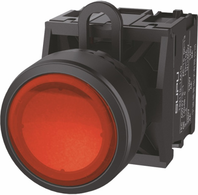 Кнопка серии TS2 с подсветкой, 6V, AC/DC, плоский тип, автоматическая блокировка, красн.
