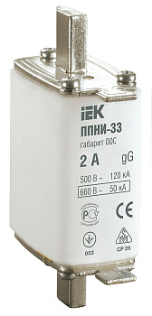 Плавкая вставка предохранителя ППНИ-33, габарит 00С, 2А