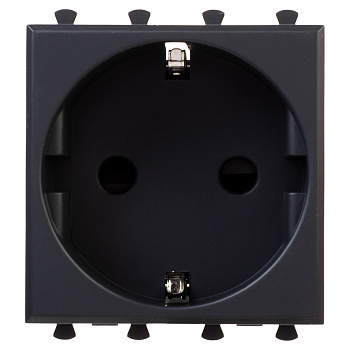 Розетка модульная, 2P+E, с з/ш, "Avanti", "Черный матовый", 2 модуля