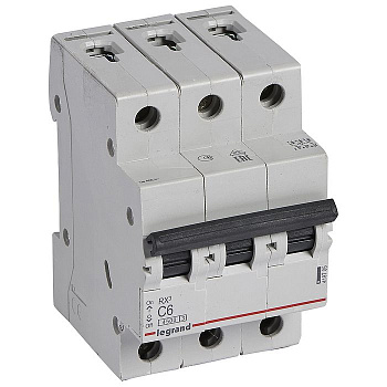 Автоматический выключатель трехполюсный RX3 4,5кА 6А 3П C