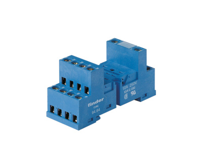 Розетка с винтовыми клеммами (с зажимной клетью) для реле 55.32, таймера 85.02; в комплекте металлическая клипса 094.51; версия: синий цвет