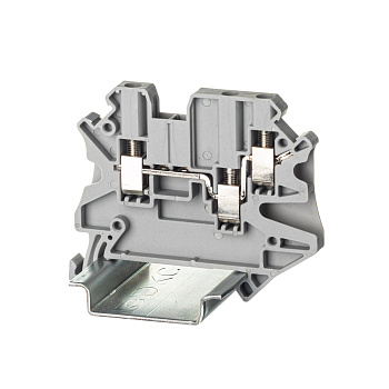 Клемма проходная, винтовой зажим, 3 точки подключения, 2.5 кв.мм, серая