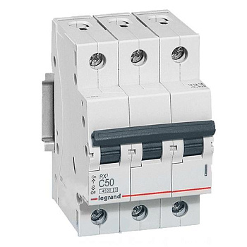 Автоматический выключатель трехполюсный RX3 4,5кА 50А 3П C