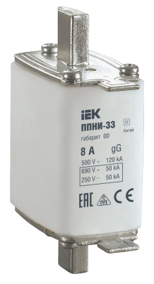 Плавкая вставка предохранителя ППНИ-33, габарит 00, 8А