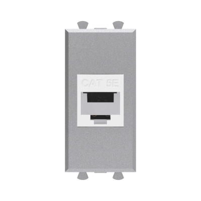 Компьютерная розетка RJ-45 без шторки модульная, кат.5е, "Avanti", "Закаленная сталь", 1 модуль